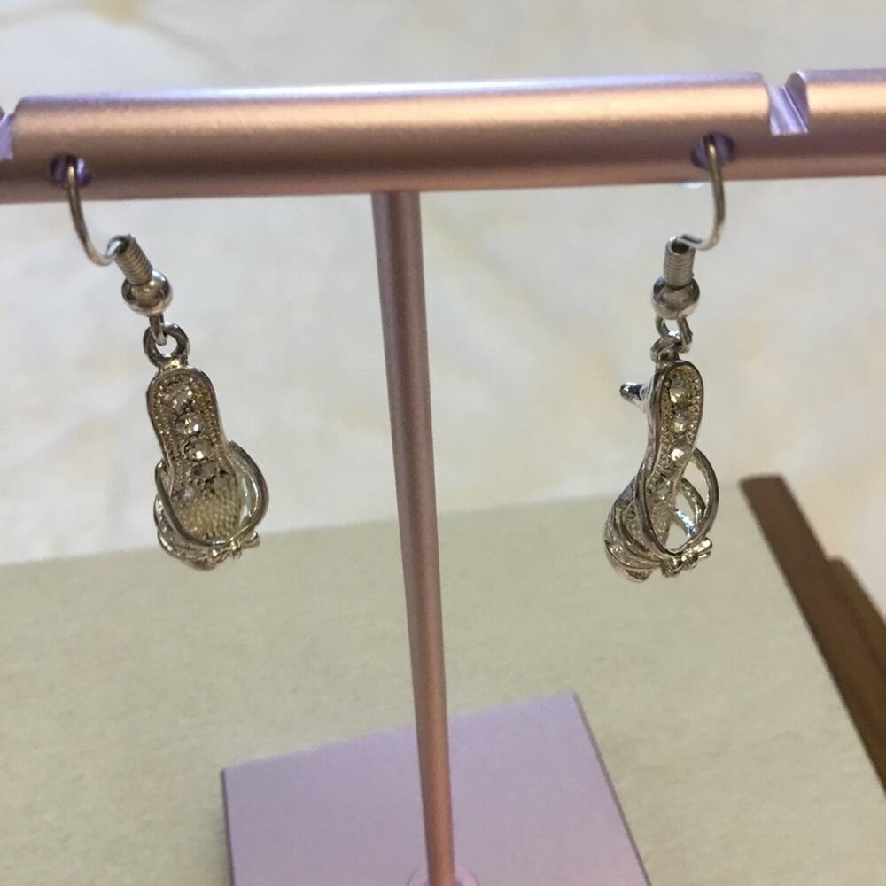 Silver High-Heel Shoes Crystals  Earrings - Picture 6 of 6